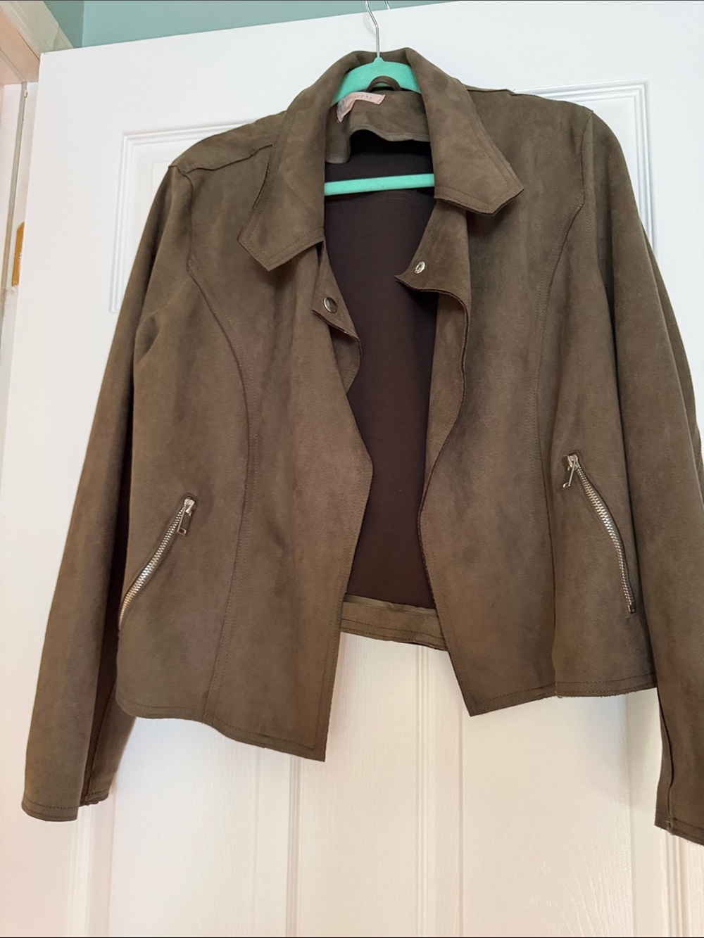NWOT OLIVE GREEN SEUDE CARDIGAN
